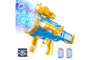 DESERTHOME Bubble Machine Gun, Automatic Bubble Gun with Bubble Solution for Kids 3 4 5 6 7 8 9 10 11 12 Year Old, Bubble Maker for Summer Kids Outdoor Toys Birthday Wedding Party