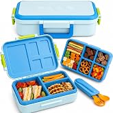 ovve Bento Box for Kids &amp; Cutlery Set &ndash; Leakproof Kids Lunch Box, Interchangeable Inserts, BPA-Free, Dishwasher Safe Lunch Containers for School, Preschool, Toddler (Blue)
