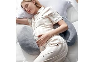 DOWNCOOL Pregnancy Pillow, Maternity Pillow for Pregnant Women, Grey Pregnancy Pillows for Sleeping with Removable Cover, Support for Back, Belly, Legs