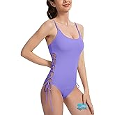 Beautikini Period Swimwear One Piece Side Cut Out Leakproof Swimsuits Menstrual Lace Up Bathing Suit for Teen Girls Women