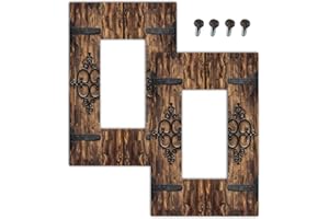 Outlet Covers Plate Electrical Switch Plates Light Switch Cover Plate for Home Decor 2pc (Rustic Wood Barn Door Brown Wooden,