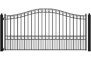 ALEKO 12x6 feet Paris Single Swing Driveway Gate, Anti-Rust Galvanized Steel Security Fence Barrier - DG12PARSSW