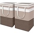 HomeHacks 2-Pack Large Laundry Basket, Waterproof, Freestanding Laundry Hamper, Collapsible Tall Clothes Hamper with Extended Handles for Clothes Toys in the Dorm and Family (Brown, 88L)