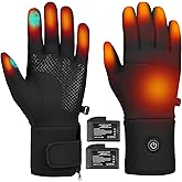 Brimekey Heated Gloves Liners for Men Women, Rechargeable Electric Heating Touchscreen Outdoor Glove Hand Warmer for Winter Biking Riding Skiing