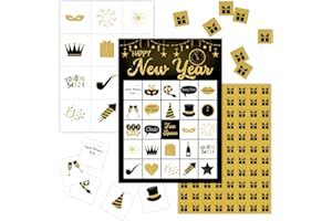 Lesixur Happy New Year Bingo Games - Lunar New Year Eve Bingo Games for 24 Players, Chinese New Years Party Supplies, Icebreaker Games for Family, Friends, Classmates, Colleagues, Neighbors- A01