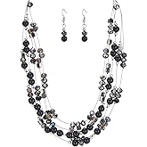 Layered Chunky Statement Necklace for Women Colorful Boho Beaded Necklaces and Earring Set Fashion Costume Jewelry for Women