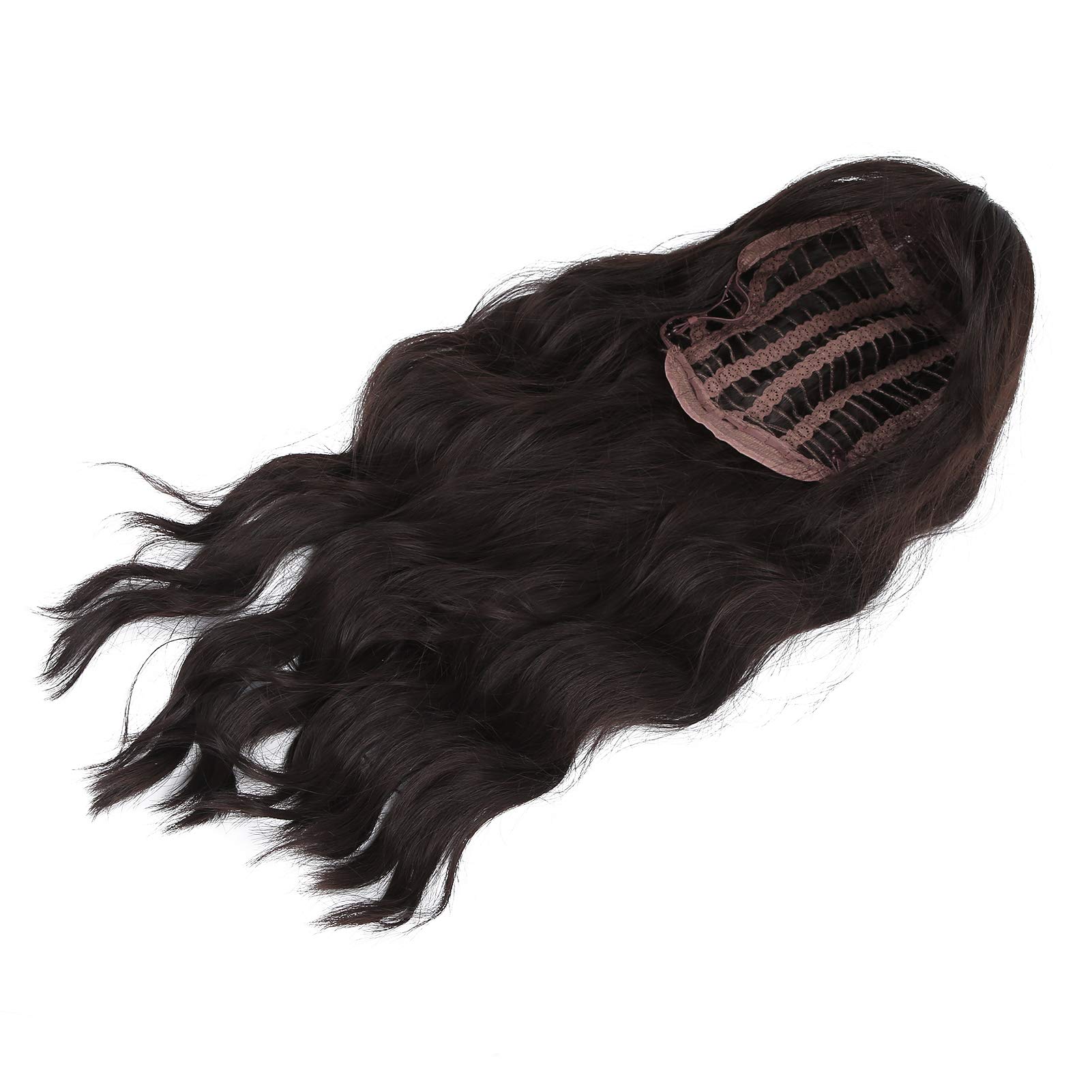 Long Dark Brown Wig with Bangs for Women, Natural Long Wavy Ombre Straight Synthetic Hair Wig for Women