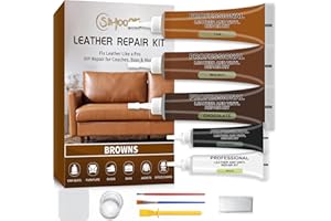SIHOOPE Leather Repair Kit,Car Seats, Sofa,Jacket & Purse - Repairs Burn Holes,Scratches,Tears - Restores Faux,Vinyl,Artificial and Real Leather (Brown)