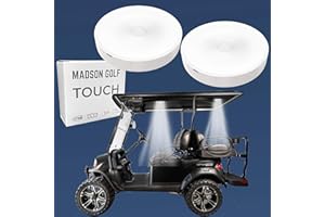 MADSON GOLF 2-Pk Universal Golf Cart Roof Stick On Anywhere One Touch LED Light fits Club Car, Onward, Precedent, EZGO, Yamaha, and Garia carts, USB Rechargeable Puck Designed for Golf cart use, Great Golf Gifts