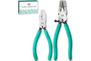 Tillery Innovations - Professional 2 PC Breaking and Grozing and Running Plier Set Perfect for Stained,Mosaic and Fused Glass projects. Craft beauty