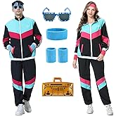 Antbutler 80s Tracksuit for Men Women Retro Windbreaker Set 80s 90s Outfit for Men 80s Track Suit for Couple 90s Shell Suit