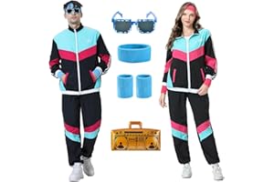 Antbutler 80s Tracksuit for Men Women Retro Hip Hop Windbreaker 80s Costume for Men Disco Tracksuit Outfit Set 90s Shell Suit