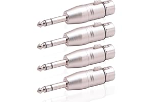 Smithok 4 Pack XLR Female to 1/4" TRS Adapter, Balanced Female XLR to Quarter Inch 6.35mm Male Adapters