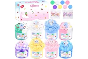 MERMAIDSLIME 8 Pack Slimes Kit, Scented Butter Slime, Super Soft Clear Slime, Peach Cloud Slime Party Favors for Girls Boys Ages 8-12, Birthday Gift Cute Stuff, Soft & Non-Sticky, Goodie Bag Stuffers for Kids