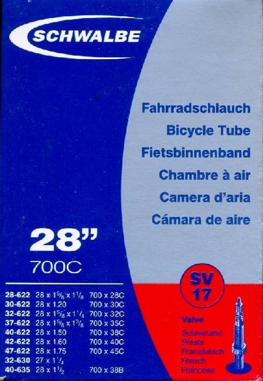 Schwalbe bicycle inner tube SV 17 – 28 inch – set of 2, presta valve/French valve