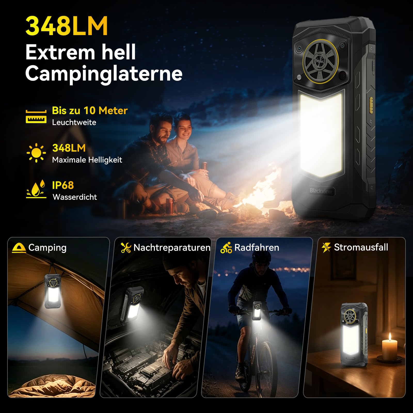 Blackview Rock 5 Outdoor Handy 2026, 20000mAh Business Handy, 24GB+256GB/2TB Android 16 Outdoor Smartphone, 108MP+50MP+20MP Nachtsicht, 6.78" FHD+ Display 120Hz IP69K, 4G/NFC/OTG/GPS/3 Jahre Garantie 2