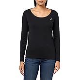 Nautica Womens Long Sleeve Solid Scoop Neck Cotton T-Shirt