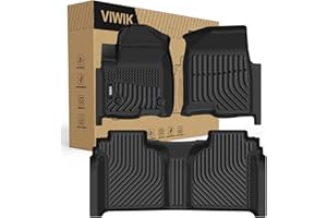 VIWIK TPE Floor Mats for Chevy Silverado/GMC Sierra 1500 2019-2024 2025, All Weather Car Mats Compatible for GMC Sierra 2500HD/3500HD 2020-2024 2025, Chevy Silverado 1500 Accessories, 3pcs