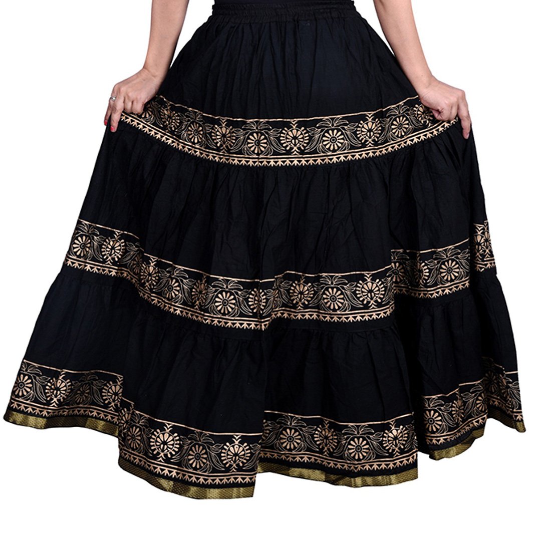 decot paradise women's cotton skirt, free size (black, dl3123)