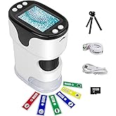 1000X Handheld Digital Microscope for Kids 2'' HD Screen 4K Rechargeable Mini Pocket Microscope with Slide Kit, Microscope Stand, 32G SD Card for Education Gift Age 4-6 8-12 Children