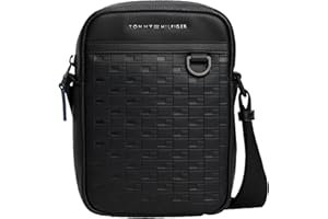 Tommy Hilfiger Men's Lightweight Modern Sling Crossbody Bag with Zipper and Internal Pocket, Black, One Size