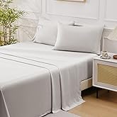 Swiftify 100% Organic Viscose Derived from Bamboo, 4-Piece King Bed Sheet Set, Ultra Soft & Luxuriously Cooling Sheets, Deep Pocket Fits 16" Mattress, Perfect for Hot Sleepers, Light Gray