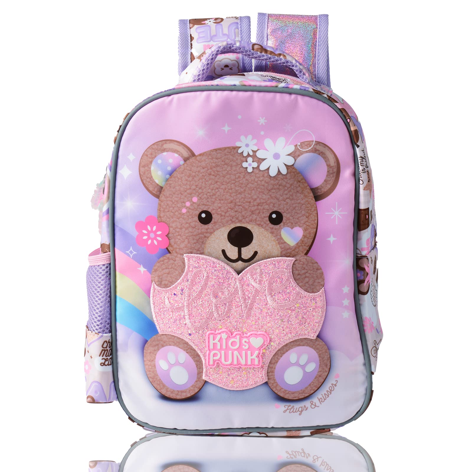 12 Inch Preschool Girls Backpack Cute Bear Purple Kindergarten Bookbag for Girls Lightweight and Comfortable Toddler Backpack for Kids Bakcpack for Kindergarten Preschool