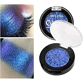 Afflano Duo Chrome Blue Eyeshadow, Intense Color Shifting Metallic Chameleon Eyeshadow Blue, Highly Pigmented Multichrome Eye shadow for Green Eyes Makeup, Single Sparkling Glitter Eye Shadow