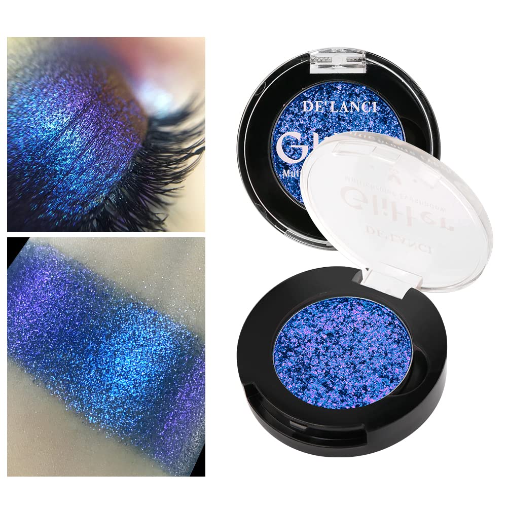 Afflano Duo Chrome Glitter Eyeshadow - Intense Color Shifting Metallic Chameleon Blue, Highly Pigmented Multichrome for Eyes Makeup, Single Sparkling Shadow — image 1