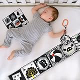 KUANGO 3 Pcs Black White High Contrast Baby Toys Montessori Sensory Soft Book view 5