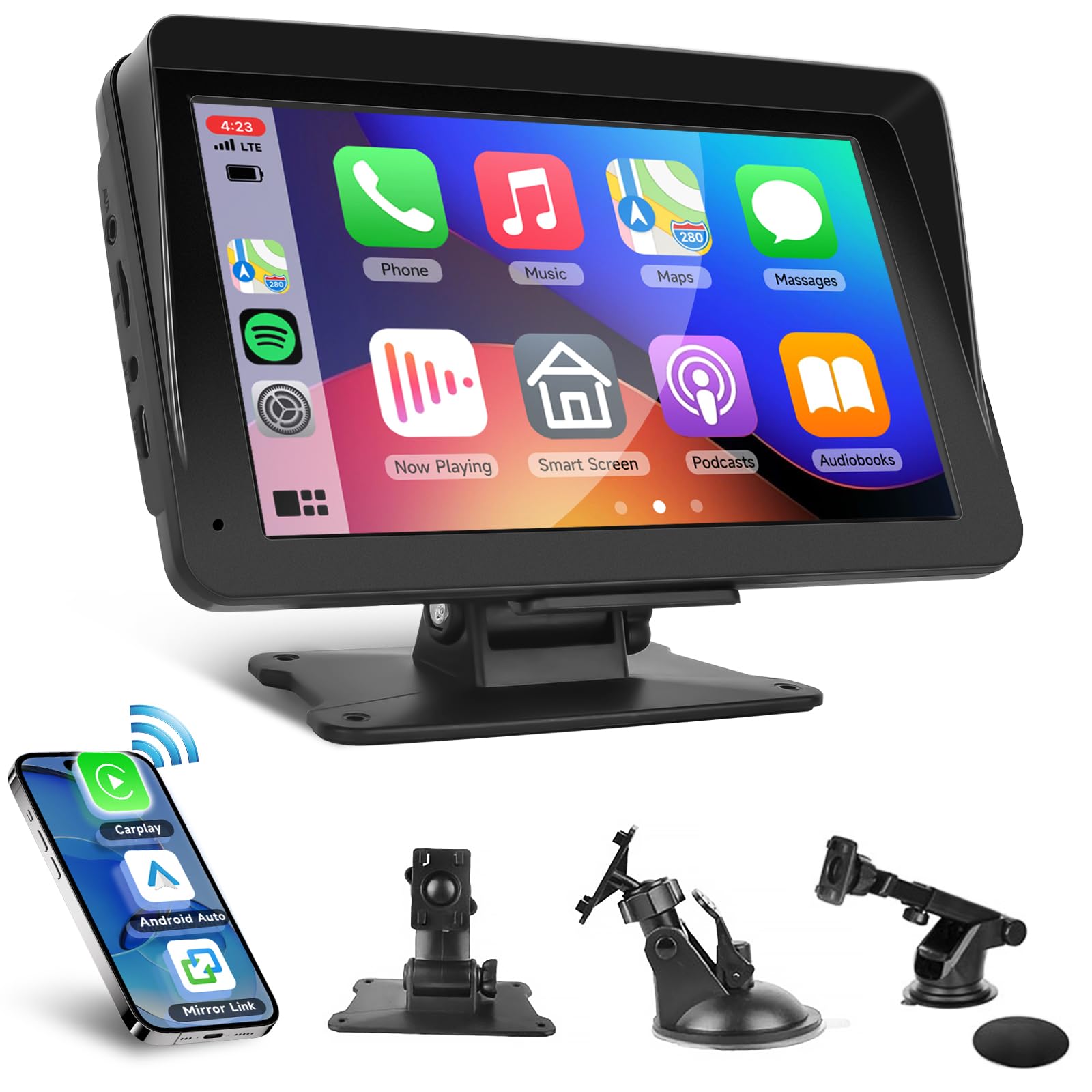 Hodozzy Carplay Screen for car Wireless CarPlay Android Auto Protable Car Stereo