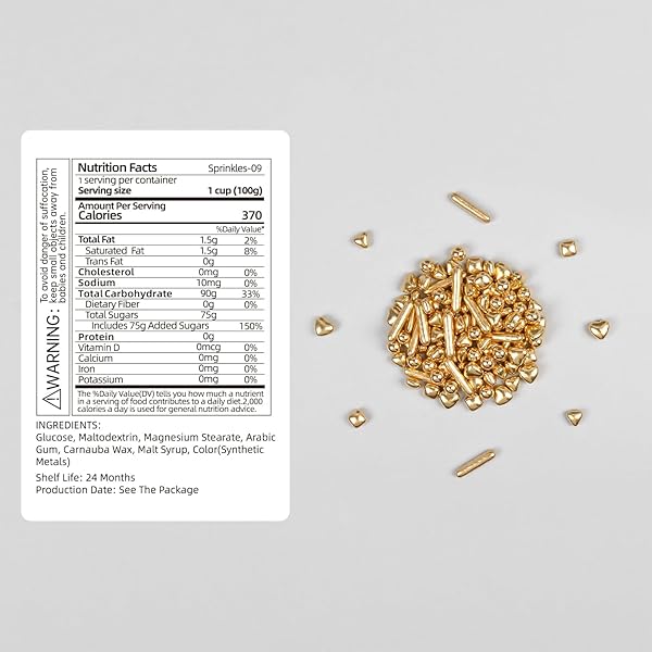 COBAKEY BRIGHT GOLD SPRINKLES FOR CAKE DECORATIONS 3.52 OUNCE GOLD PEARL SUGAR SPRINKLES FOR CUPCAKE TOPPERS WEDDING PARTY VALENTINES HALLOWEEN CHRISTMAS SUPPLIES