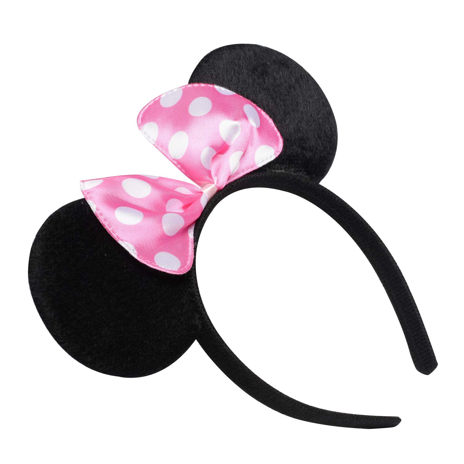 Picoway Mouse Ears Solid Black & Pink Bow Headband Set of 20: Beauty
