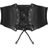 JASGOOD Wide Elastic Corset Belt for Women Vintage Lace-up Tied Waspie Waist Belt for Dress