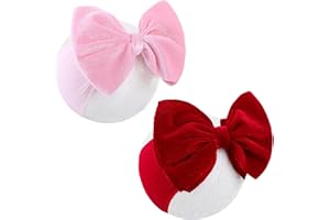 YanJie Headbands, 6" Red Pink Velvet Hairband, Handmade Valentine's Day Baby Hair Accessories, One Size, 5 Count, for Newborn Infant Toddlers Kid