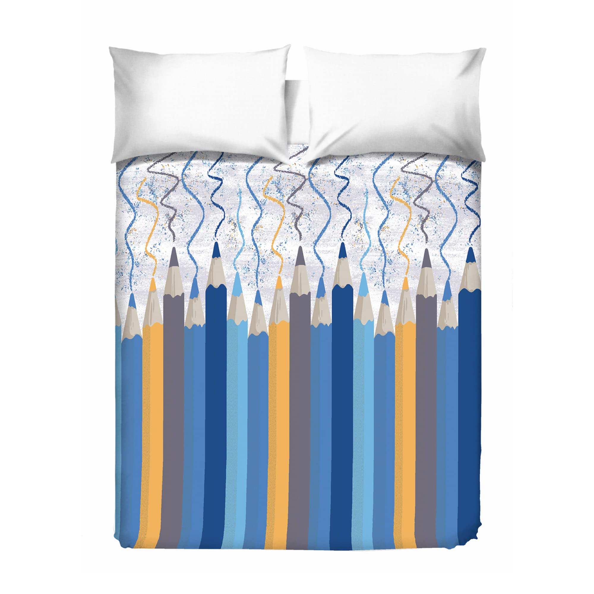 PENSIERI DELICATI Bedspread 260 x 280 cm, Single Sheet 100% Cotton Pique, Ideal as a Furniture Cover, 2 Squares Bed Blanket, Blue Matitoni Pattern, 100% Made in Italy