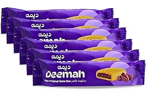 BONBALLOON Deemah Biscuit Filled With Date Fruit Cookies Roll Crispy Snacks Baked Batches Bakery Delicious Sweet Kids Adults Vegan Kosher Halal (6 Bars = 15.87 oz / 450 gm) بسكويت ديمه بالتمر