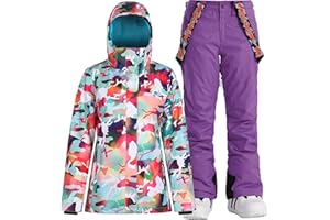 IMPHUT Women's Ski Jackets and Pants Snowboarding Snowsuit Coat Warm Hooded Waterproof Windproof Insulated