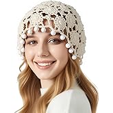 FALETO Crochet Hat Handmade Slouchy Beanie for Women Lightweight Cotton Skull Cap Knit Floral Hats Spring Summer Autumn