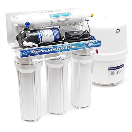 Naturewater 5 Stufen Umkehrosmose RO 180 L/Tag mit Druckerhöhungspumpe und manuellem Ventil