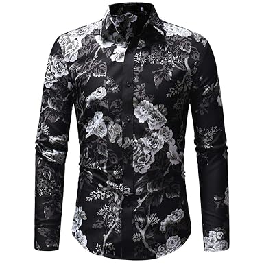MRULIC Herren Herbst Winter Casual Printing Floral Langarm T-Shirt Top
