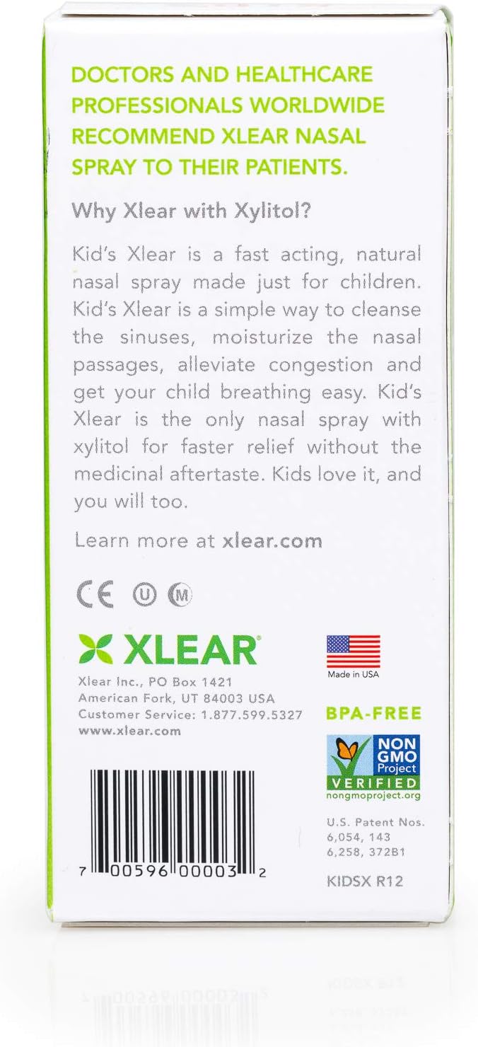XLEAR Kid's Natural Saline Nasal Spray with Xylitol, 0.75 fl oz (2 Pack): Health & Personal Care