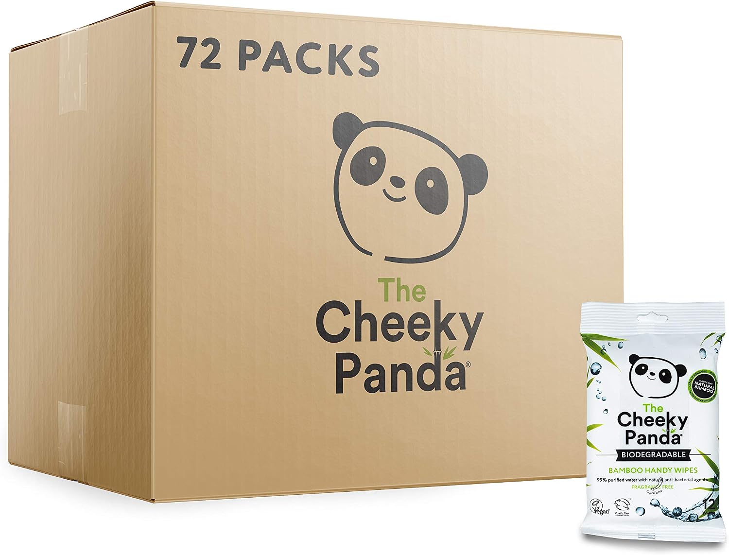 The Cheeky Panda - Bamboo Handy Wipes, White, 864 count (Pack of 1)