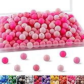 Lovyomi 200Pcs 12mm Silicone Beads Bulk for Pens, Mixed Color Silicone Beads for Keychain Making and Bracelet Crafts(Pink)