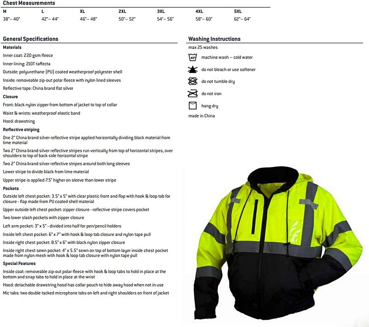 PYRAMEX RJ31 Series Lumen X Class 3 Fleece Bomber Safety Jacket, Lime, X-Large - - 