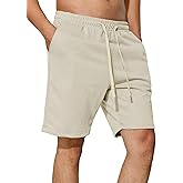 Men's Sweat Shorts 7 Inch Inseam Cotton Summer Beach Shorts Elastic Waist Casual Workout Athletic Shorts