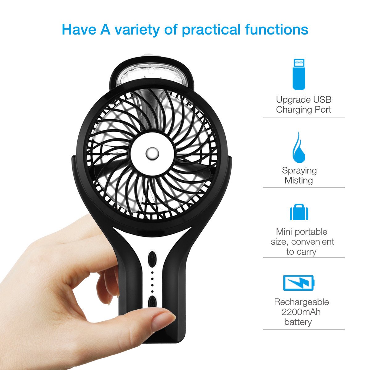isYoung USB Ventilator Mini Fan mit Kühlung -schwarz