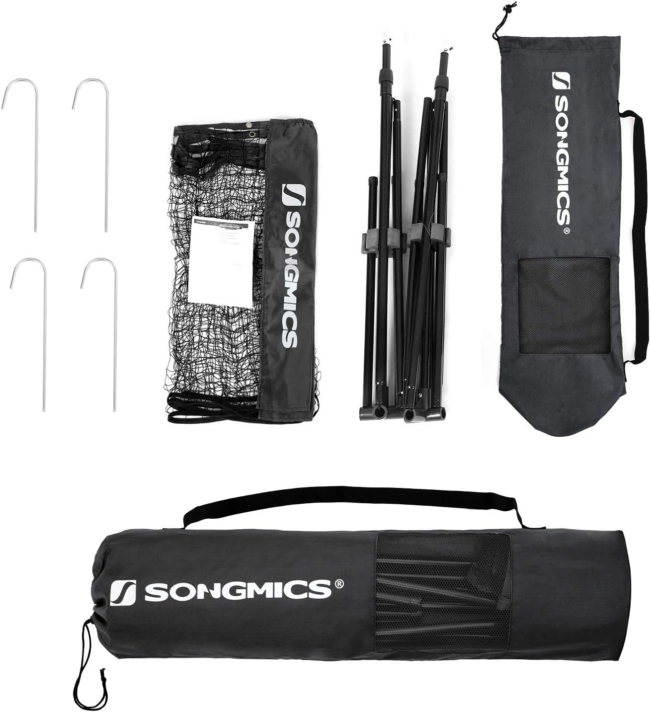 SONGMICS Badminton Net Set, Portable Sports Set for Badminton, Tennis, Kids Volleyball, Pickleball, Easy Setup, Nylon Net with Poles for Indoor Outdoor Court : Sports & Outdoors