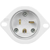 ENERLITES NEMA 5-20 Straight Blade Flanged Inlet, 20A 125V, White | 2-Pole 3-Wire Grounding,Commercial &amp; Industrial Grade, UL Listed