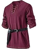 JEMITOP Men's Renaissance Costume Retro Lace Up
